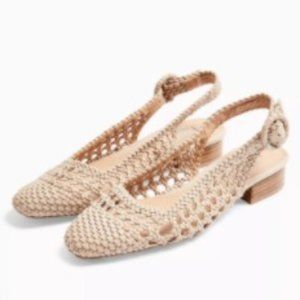 TOPSHOP LILY Cream Woven Slingback Shoes